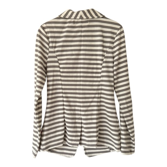 Caslon Women’s Gray White Striped Blazer Jacket Size Small Cotton - Picture 6 of 16